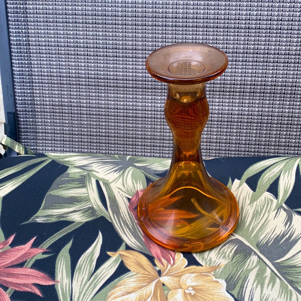 Vintage orange glass candle holder